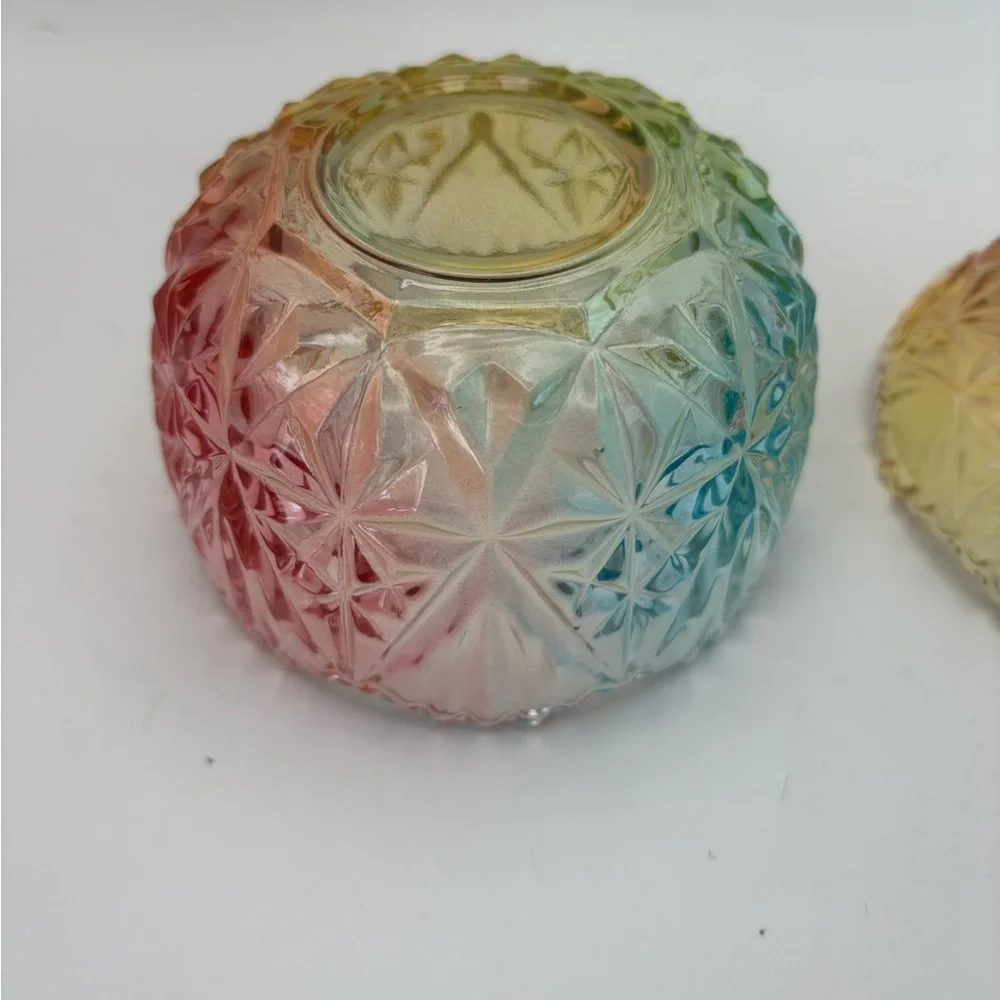 Iridescent Glass candy dish, storage with lid - Picture 4 of 7